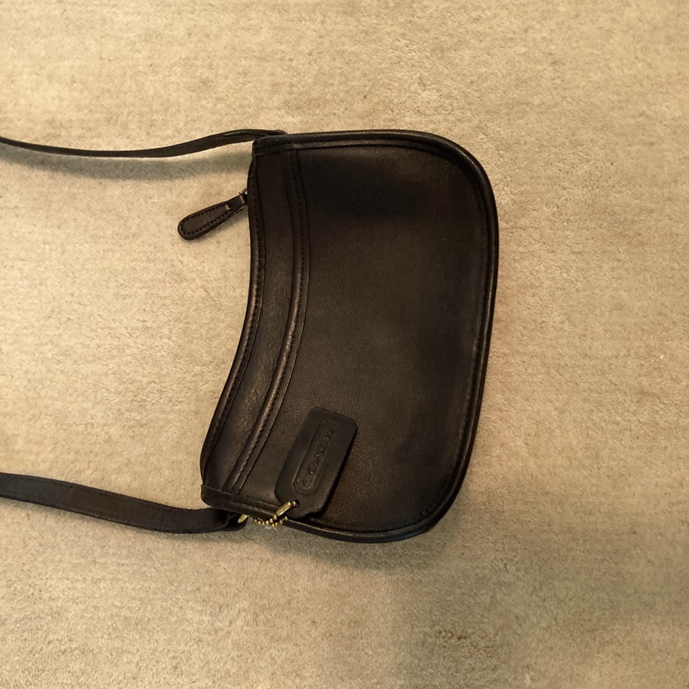 Small black leather cross body purse